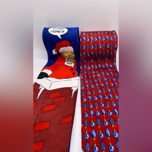 Homer Simpson Christmas Tie Set Lot of 2